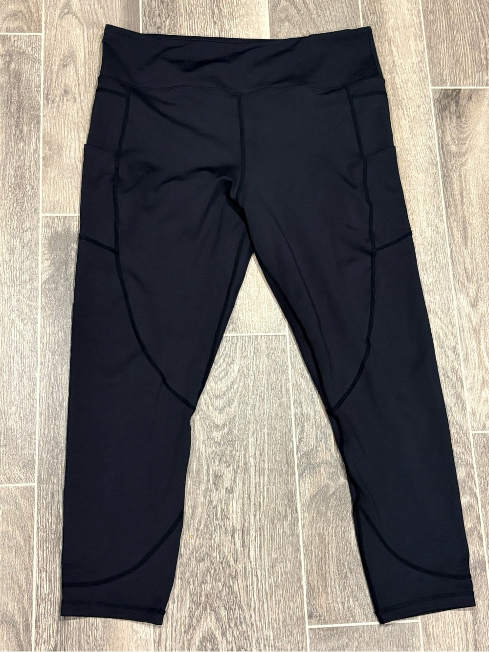 ZYIA Black Crop Performance Leggings with Side Pockets